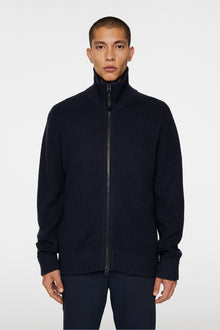 Men | Skyler Wool Blend Zip Cardigan | JL Navy