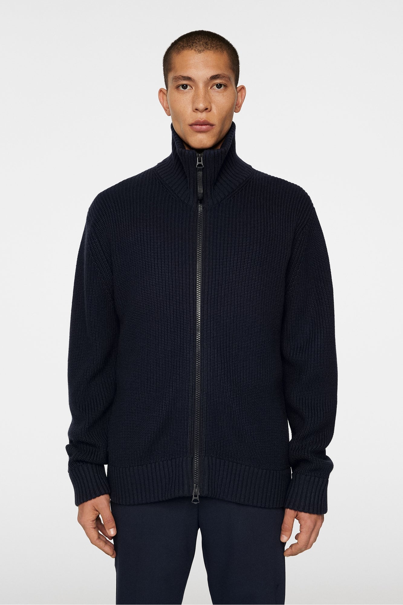 Men | Skyler Wool Blend Zip Cardigan | JL Navy
