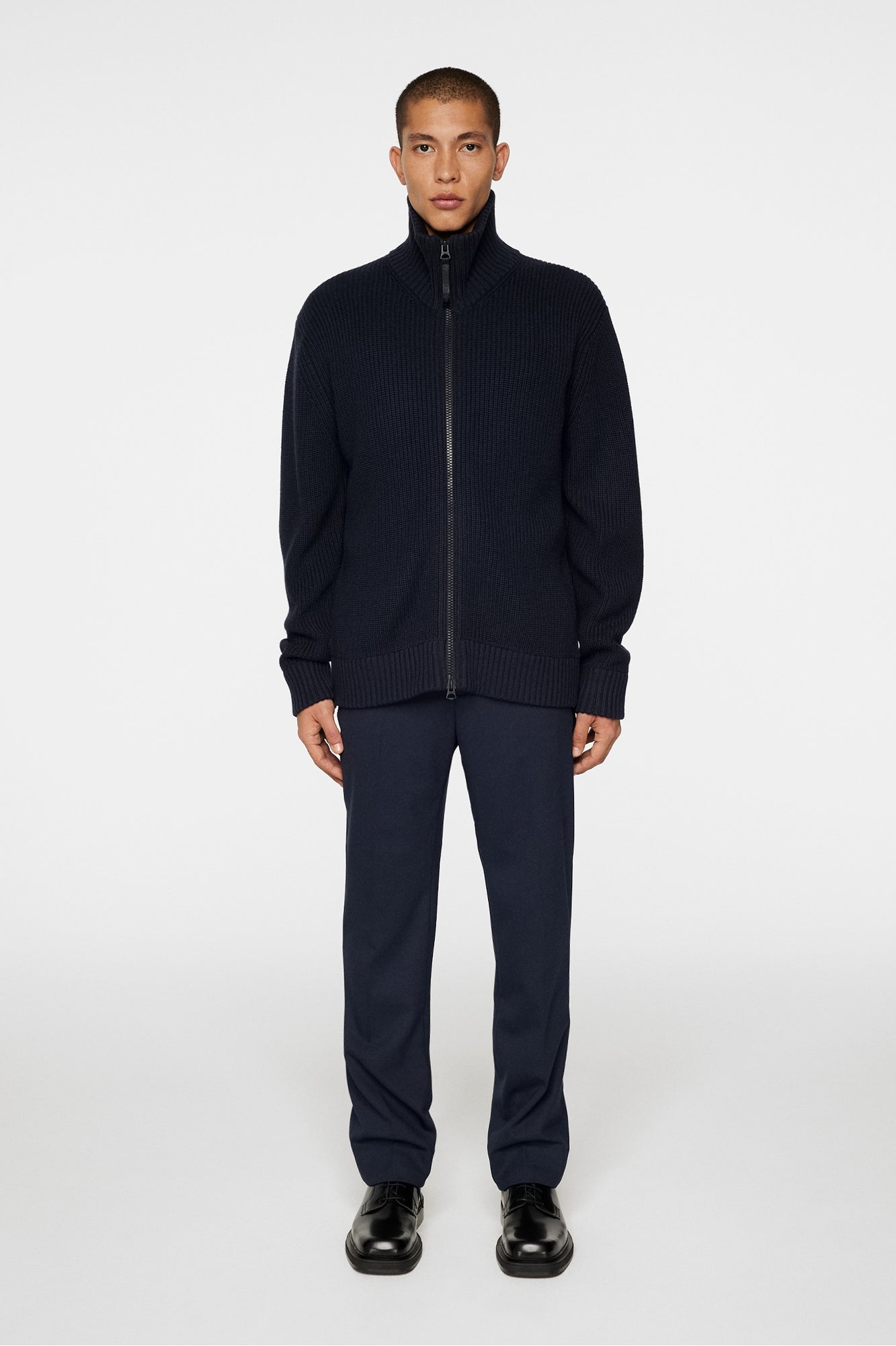 Men | Skyler Wool Blend Zip Cardigan | JL Navy