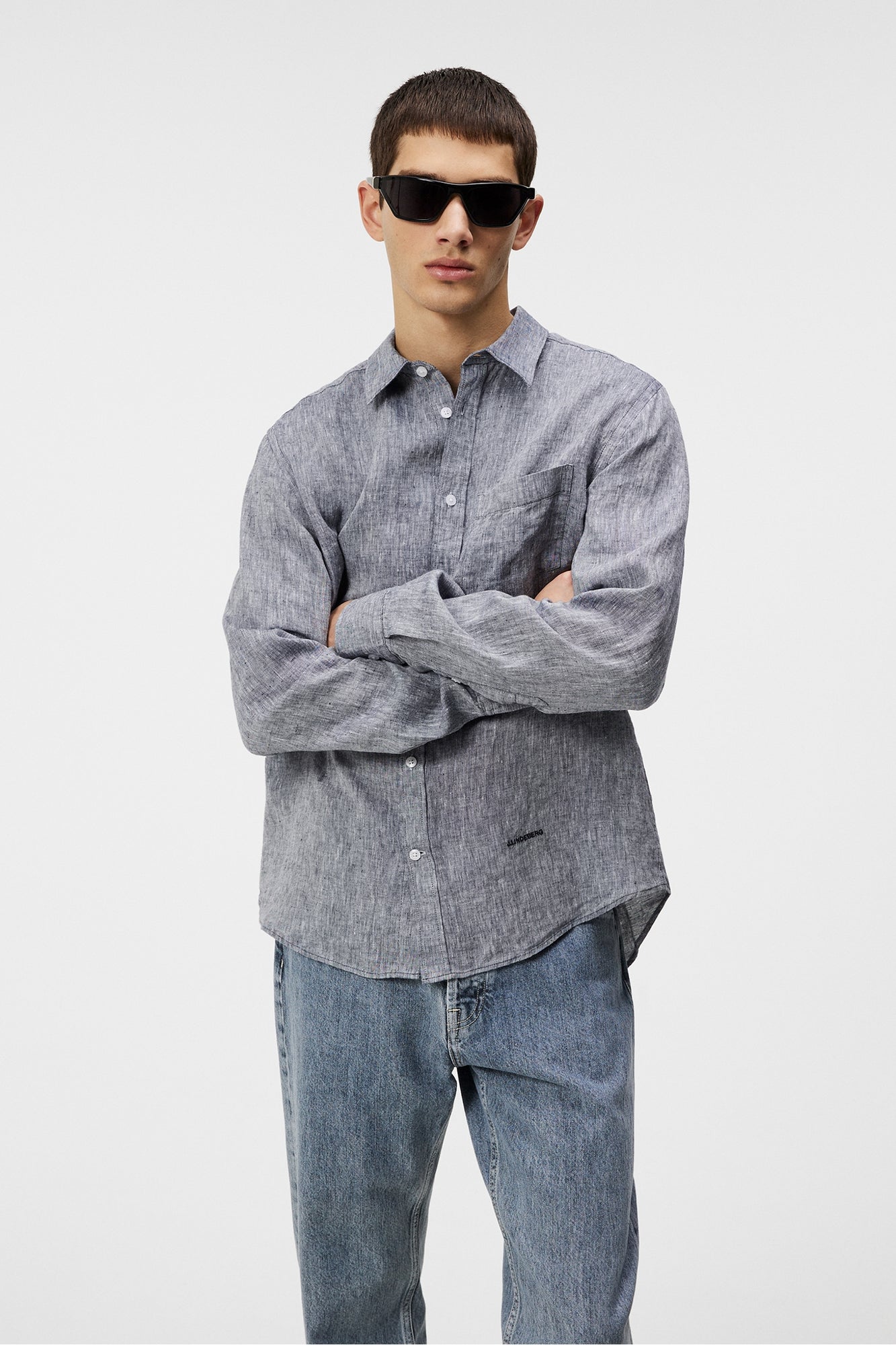 Men | Slils Linen Melange Shirt | JL Navy