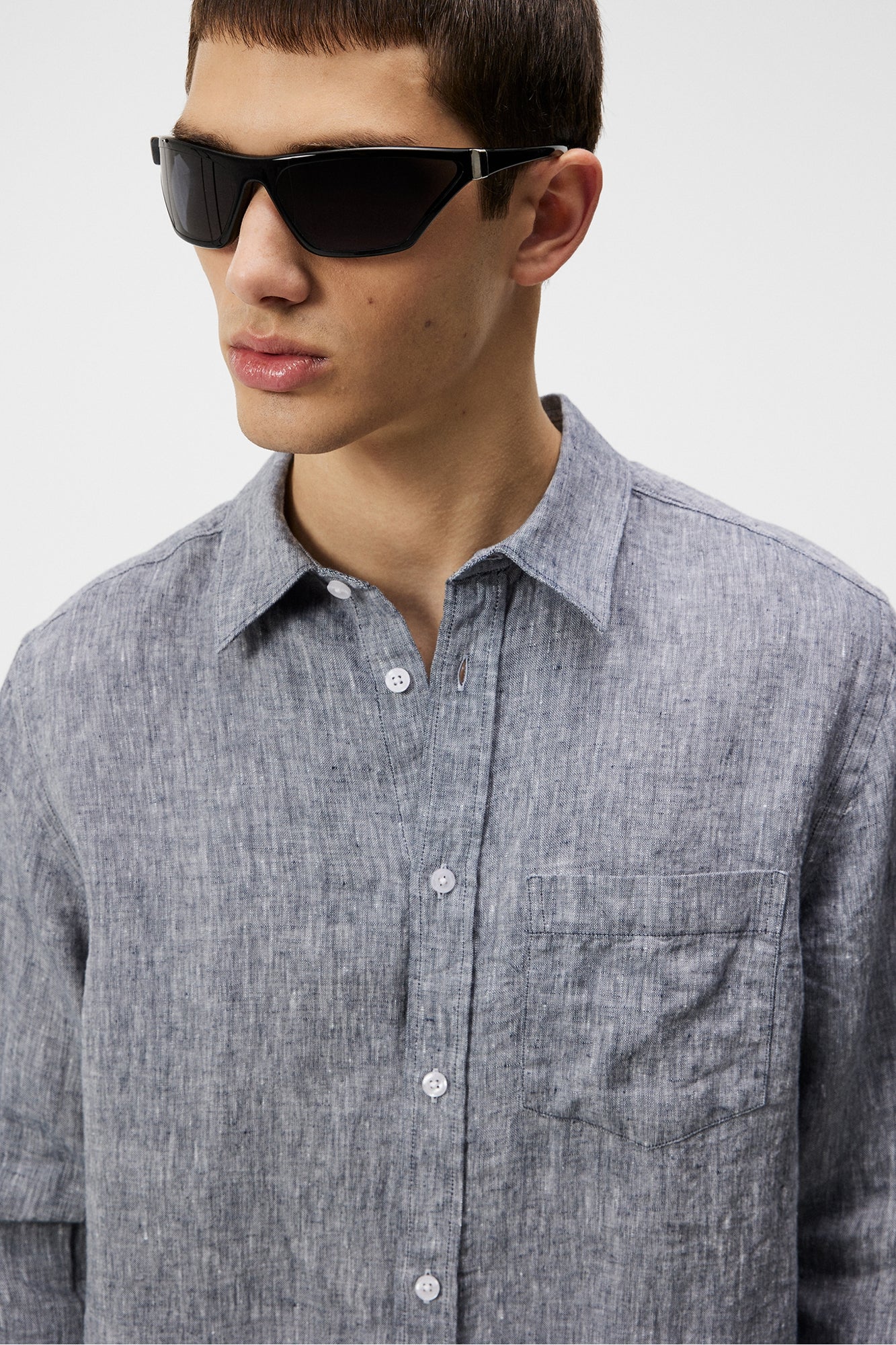 Men | Slils Linen Melange Shirt | JL Navy
