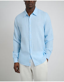 Men | Standard Long Sleeve Linen Shirt | Cool Blue
