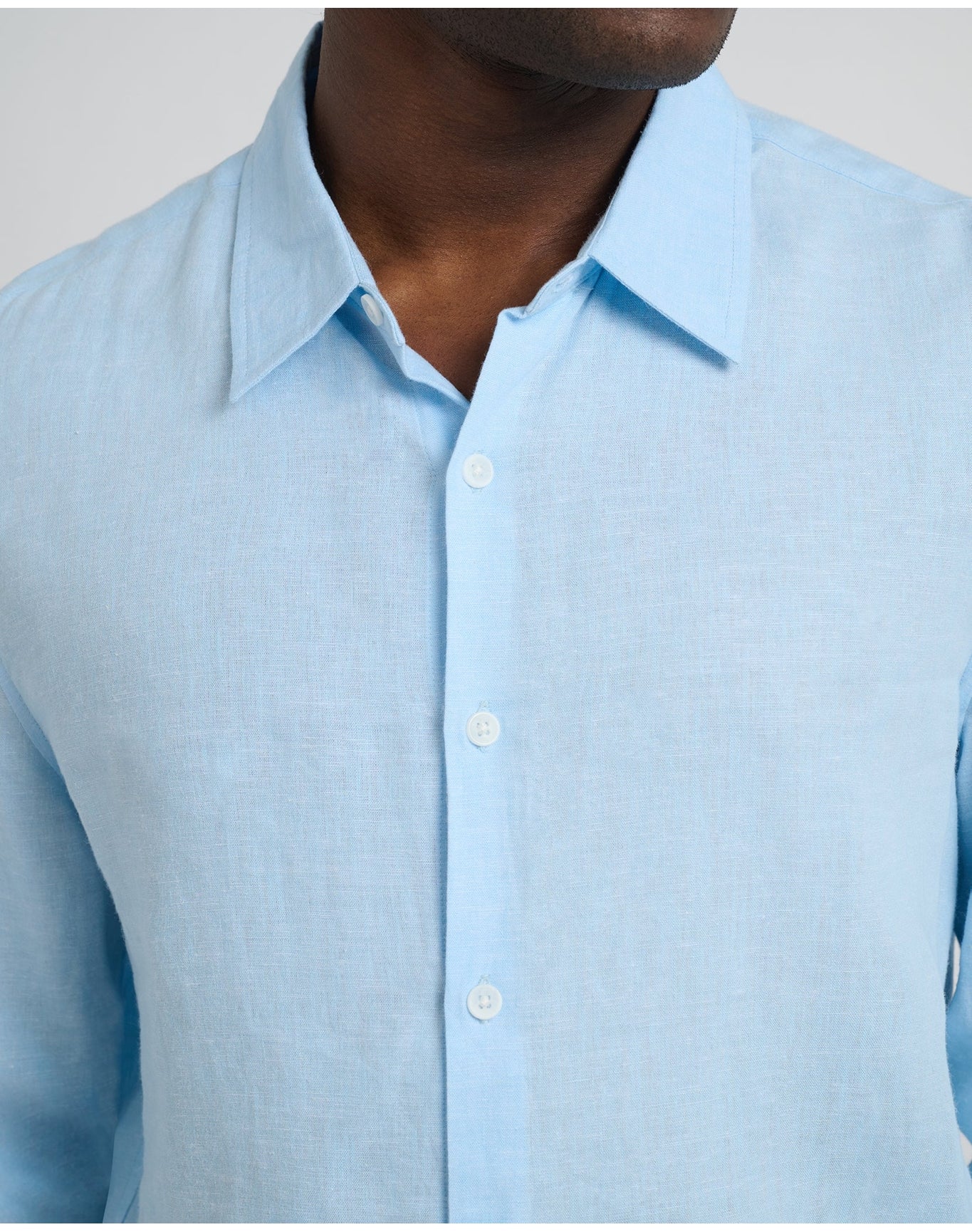 Men | Standard Long Sleeve Linen Shirt | Cool Blue