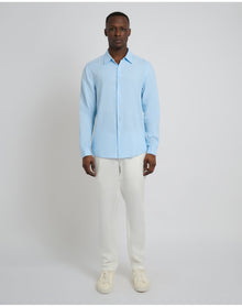 Men | Standard Long Sleeve Linen Shirt | Cool Blue