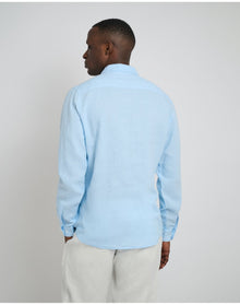 Men | Standard Long Sleeve Linen Shirt | Cool Blue