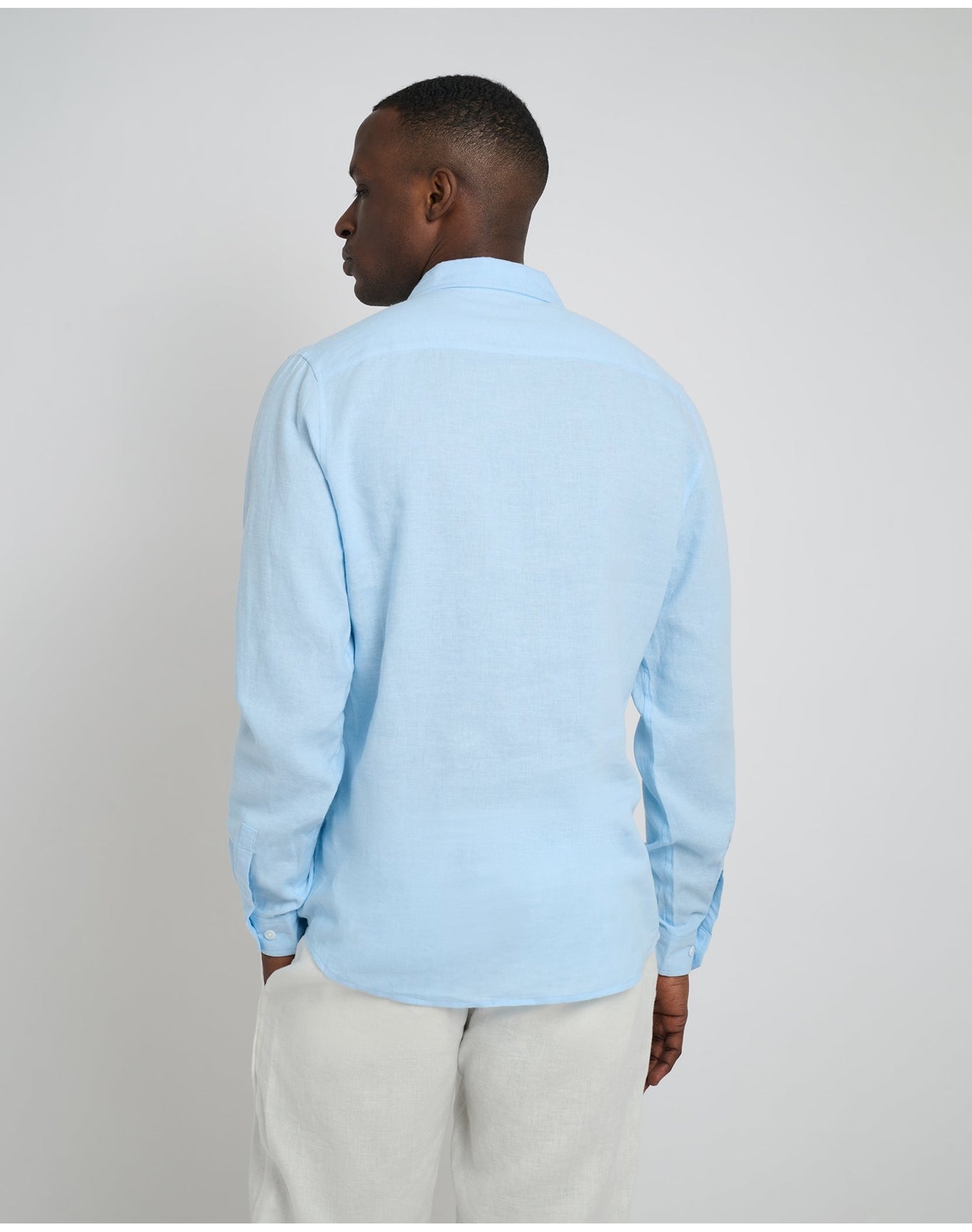 Men | Standard Long Sleeve Linen Shirt | Cool Blue