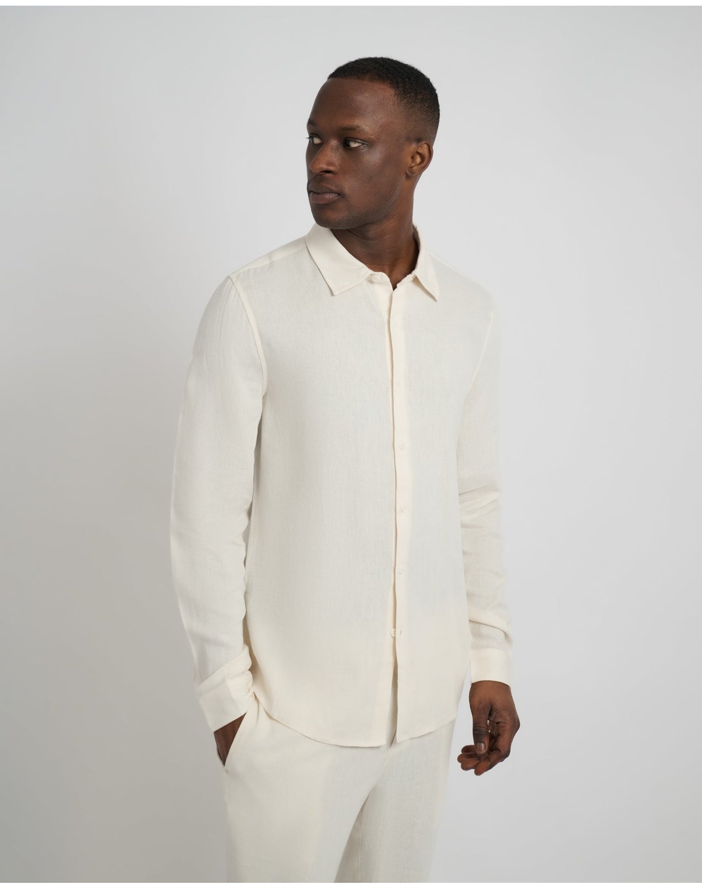 Men | Standard Long Sleeve Linen Shirt | Oat