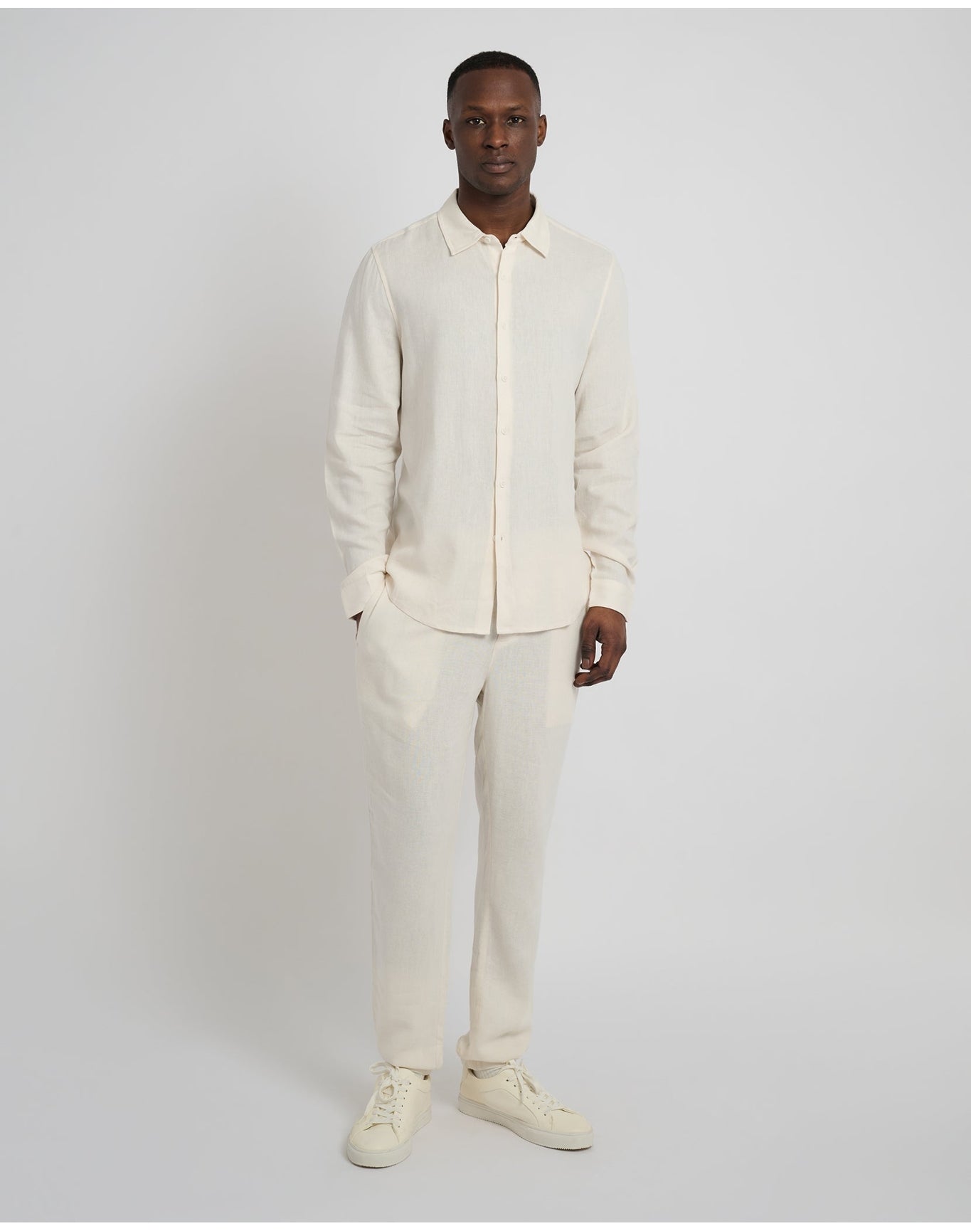 Men | Standard Long Sleeve Linen Shirt | Oat