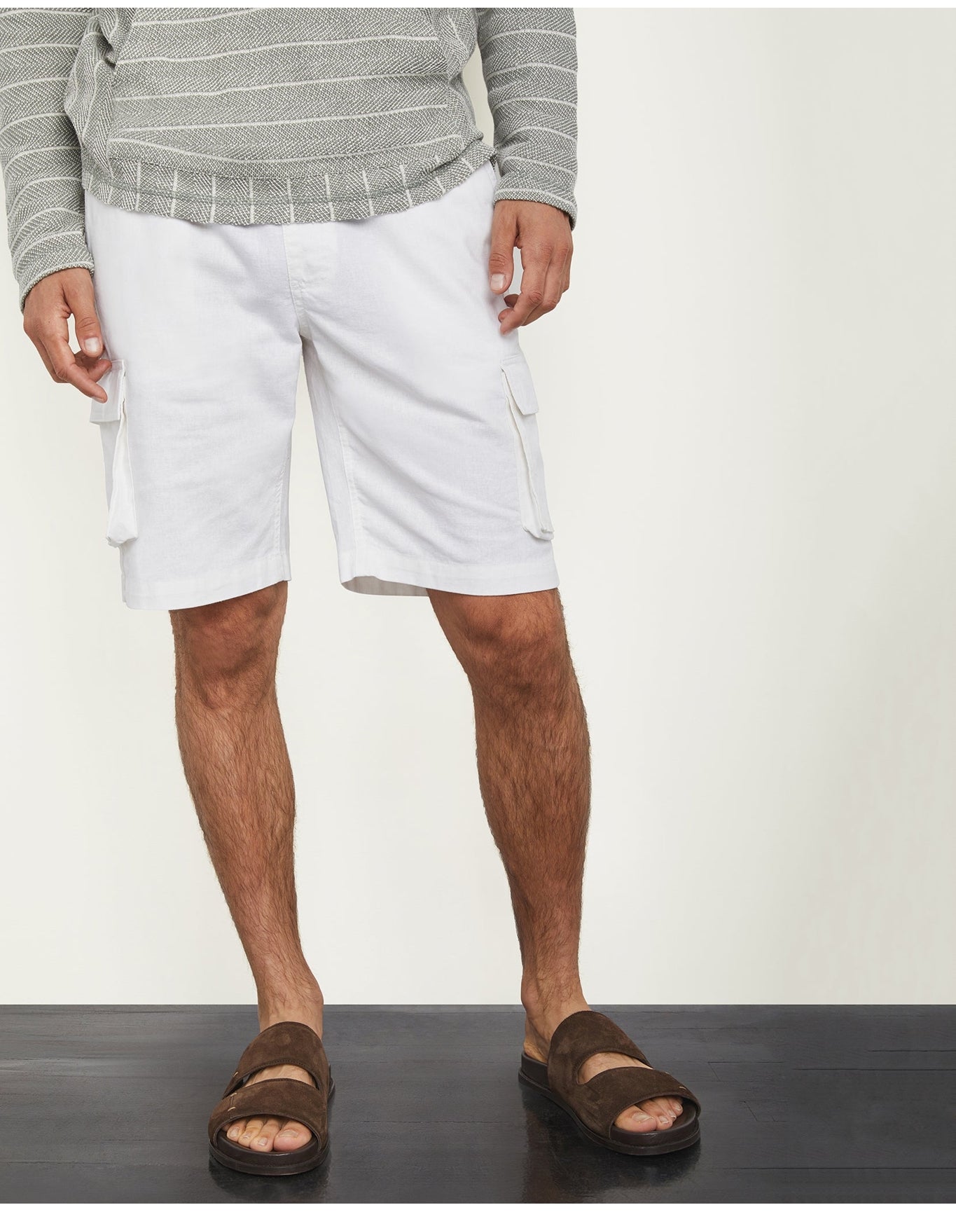 Men | Stretch Linen Pull On Cargo Short | Navy