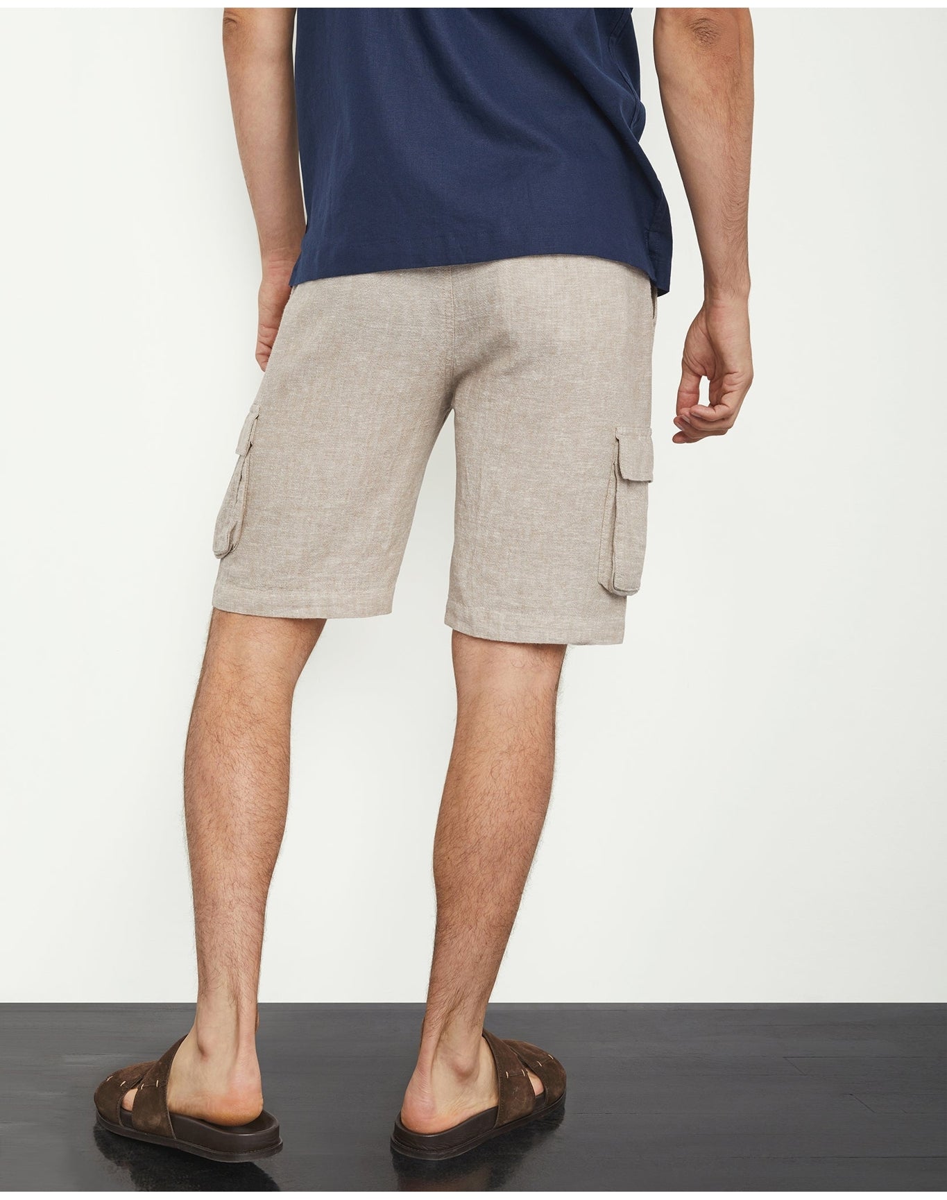 Men | Stretch Linen Pull On Cargo Short | Navy