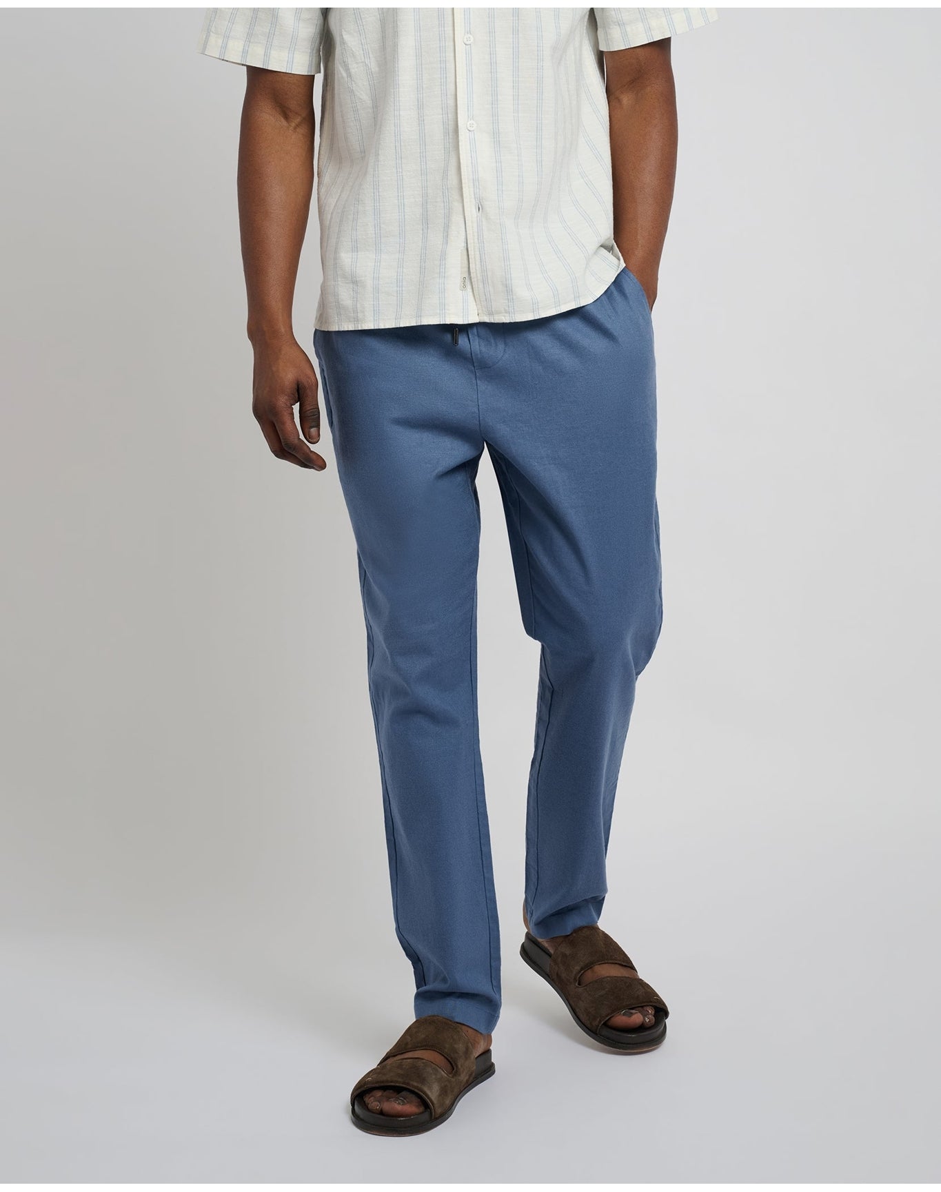 Men | Stretch Linen Pull On Pant | Vintage Indigo