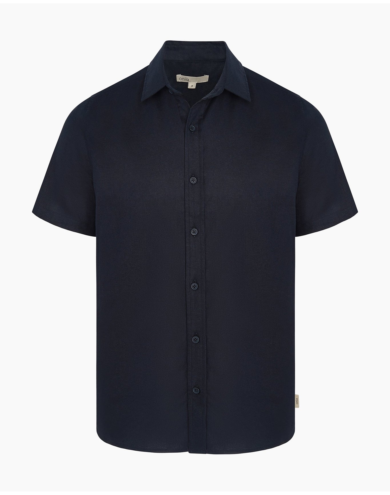Men | Stretch Linen Short Sleeve Shirt | Navy