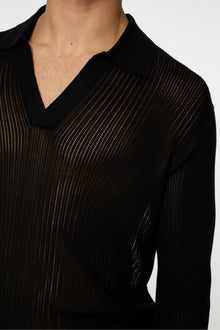 Men | Toni Open Collar Knit Polo | Black