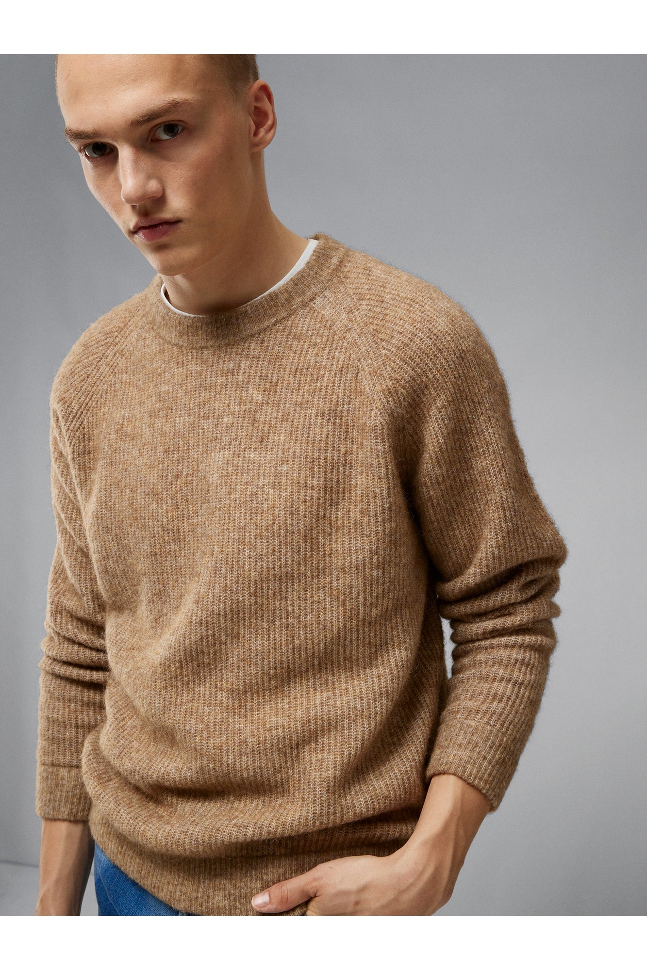 Men | Vance Mohair Blend Creneck | Tiger Brown