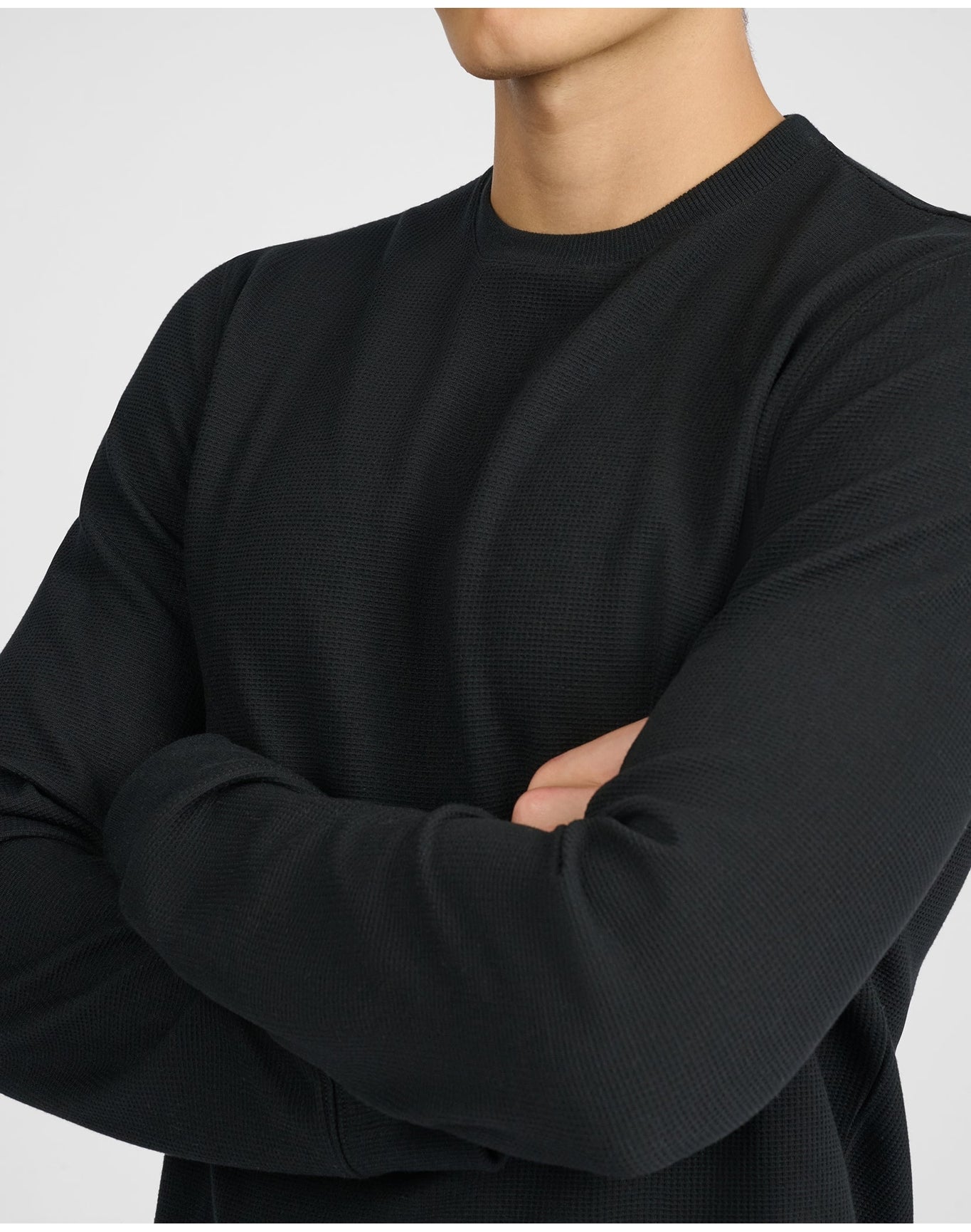 Men | Waffle Crewneck Sweater | Black