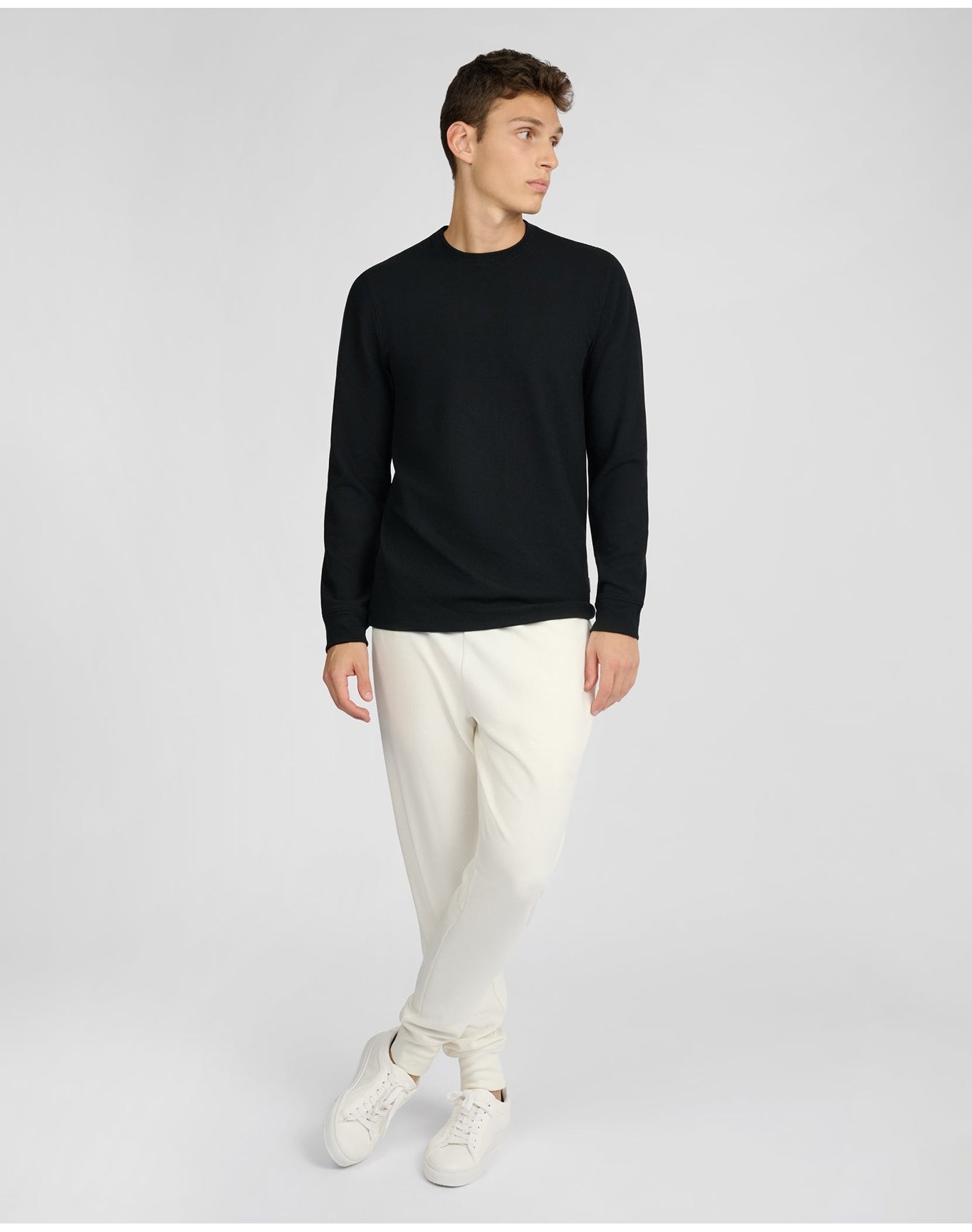 Men | Waffle Crewneck Sweater | Black