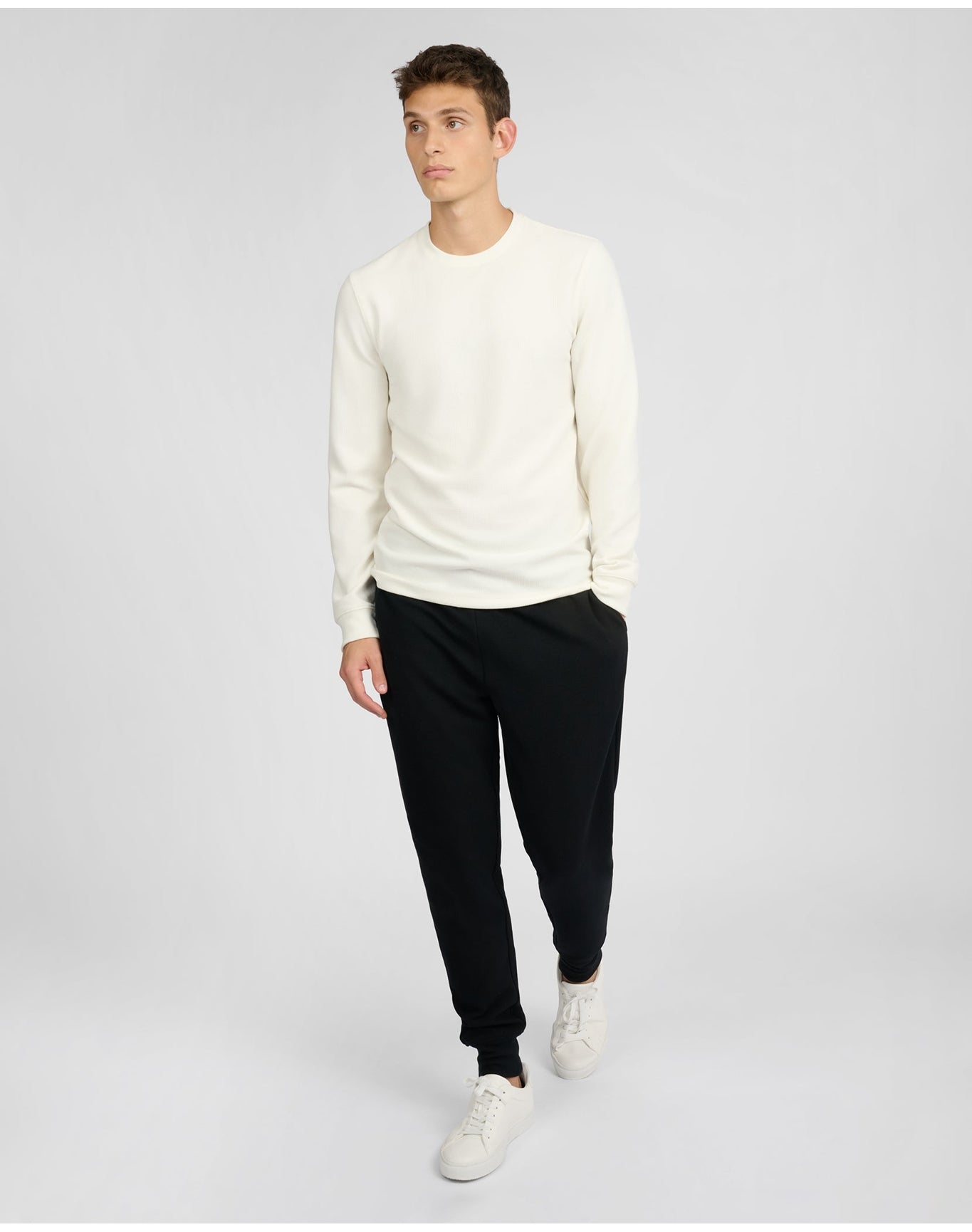 Men | Waffle Crewneck Sweater | Egret