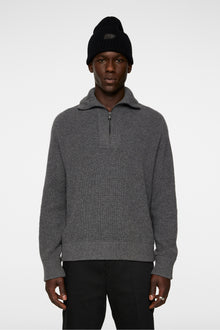 Men | Wilmer Quarter Zip Knit | Mid Grey Melange