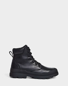 The Rudsak ARTUR - M223501 Black is a black mid-calf lace-up boot with a rugged rubber sole, pull tab, and 
