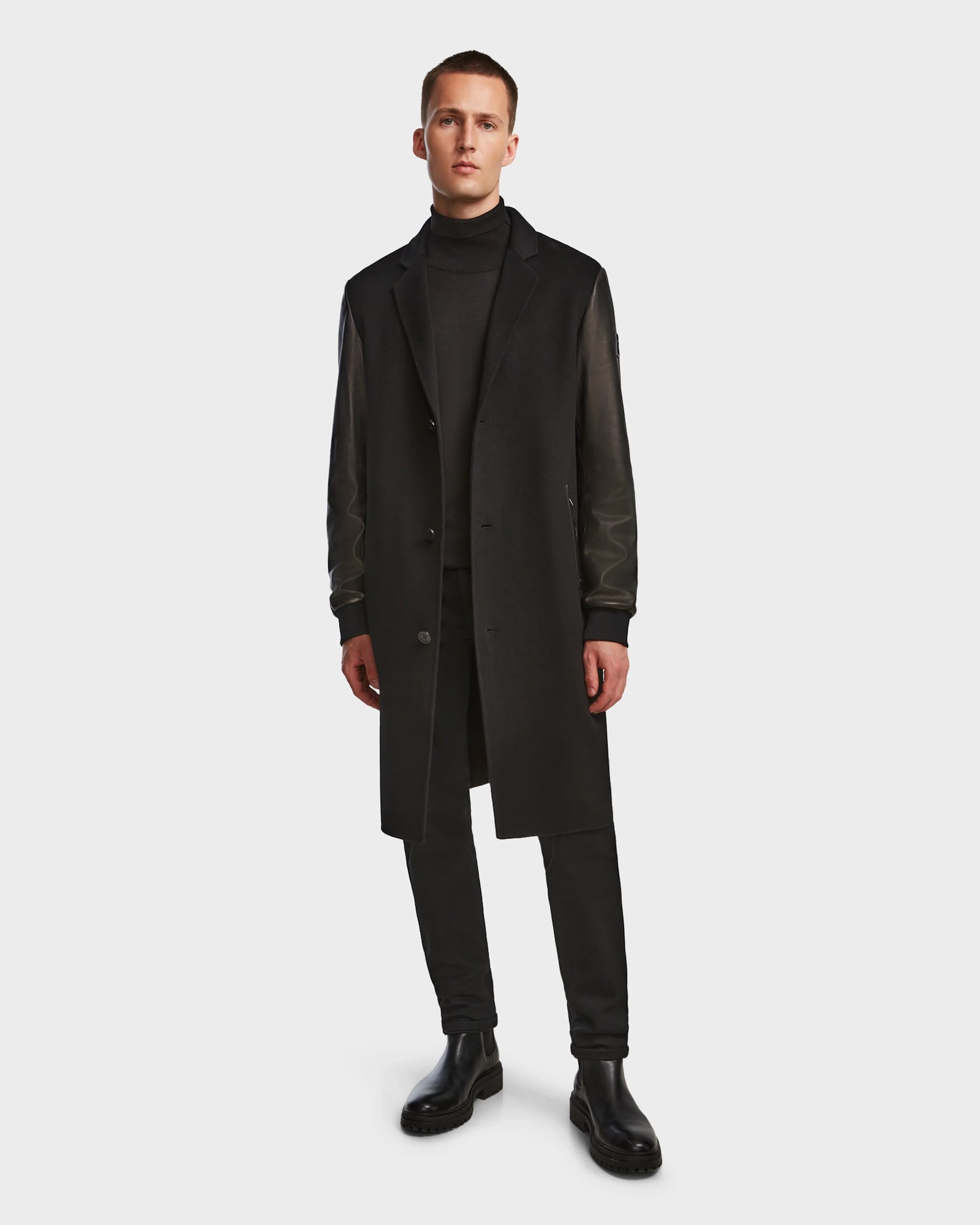 Men | ALEK Wool & Leather Jacket | Black