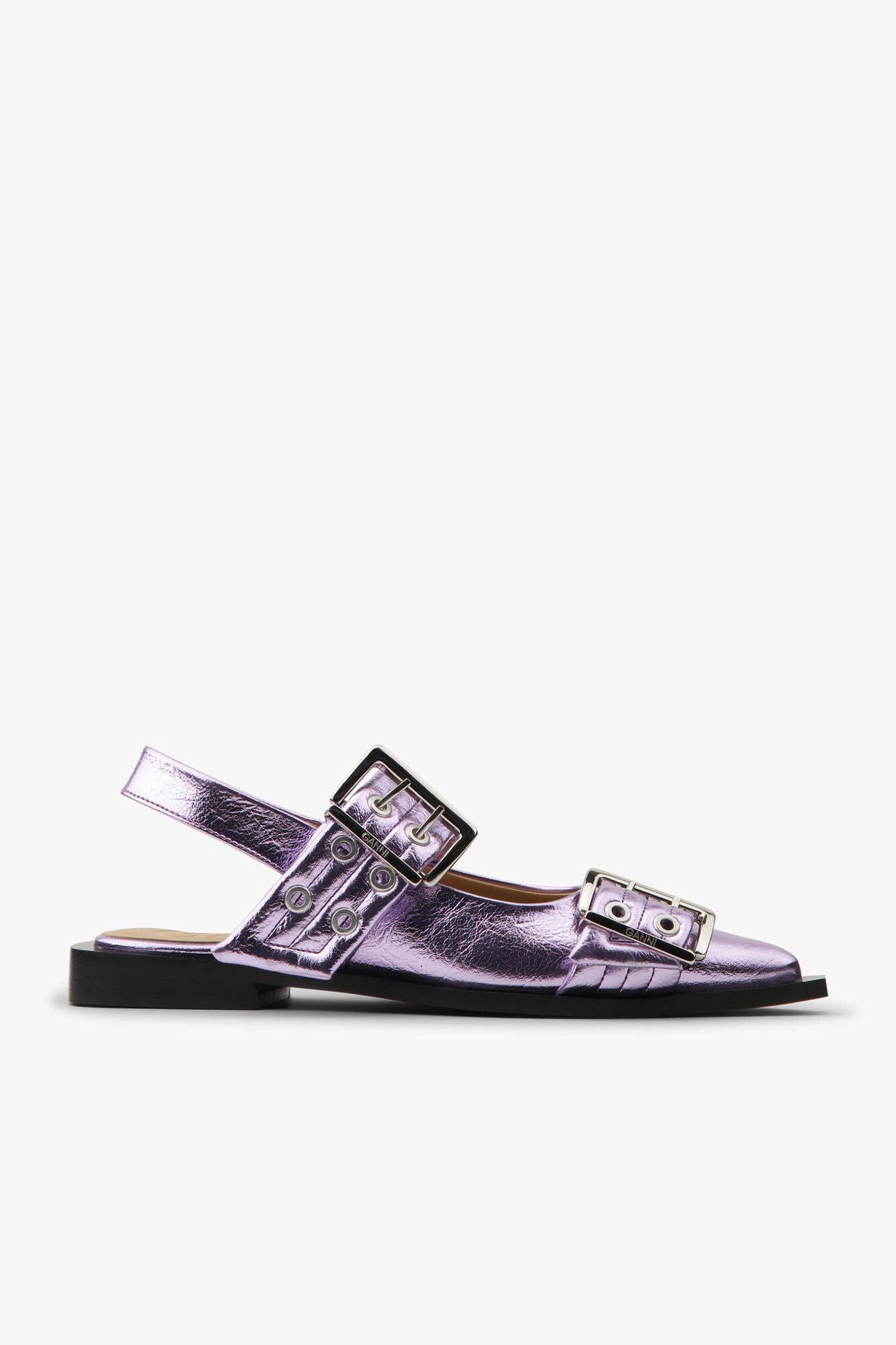 Metallic Feminine Buckle Ballerinas | Pink Lavender