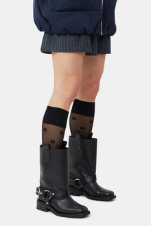 Mid Shaft Biker Boots | Black