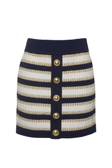 Mindy Skirt | Navy White Lurex Stripe