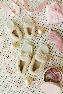 Girls | Mini Ivy Bow Slippers | Cream