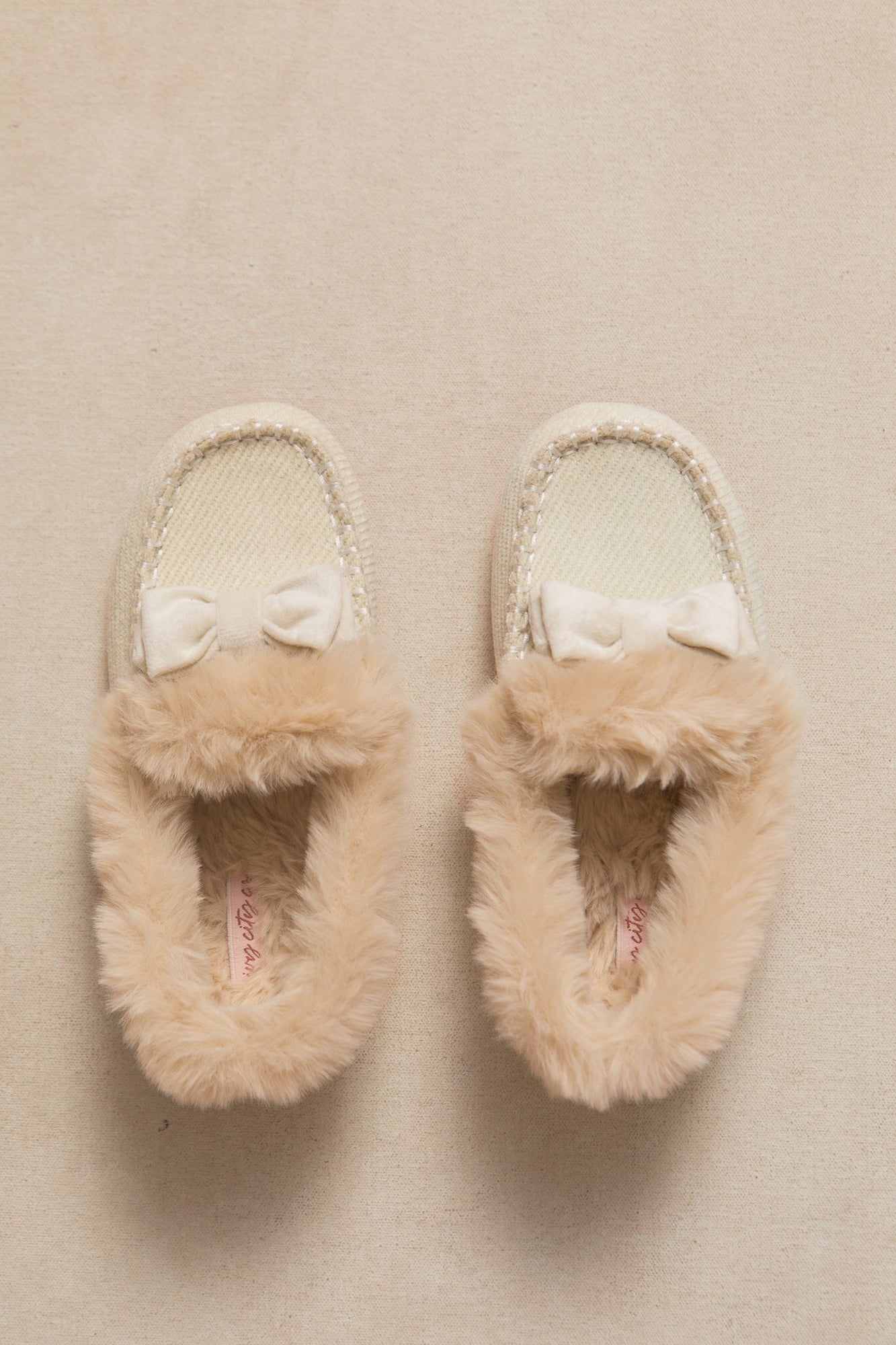 Girls | Mini Ivy Bow Slippers | Cream