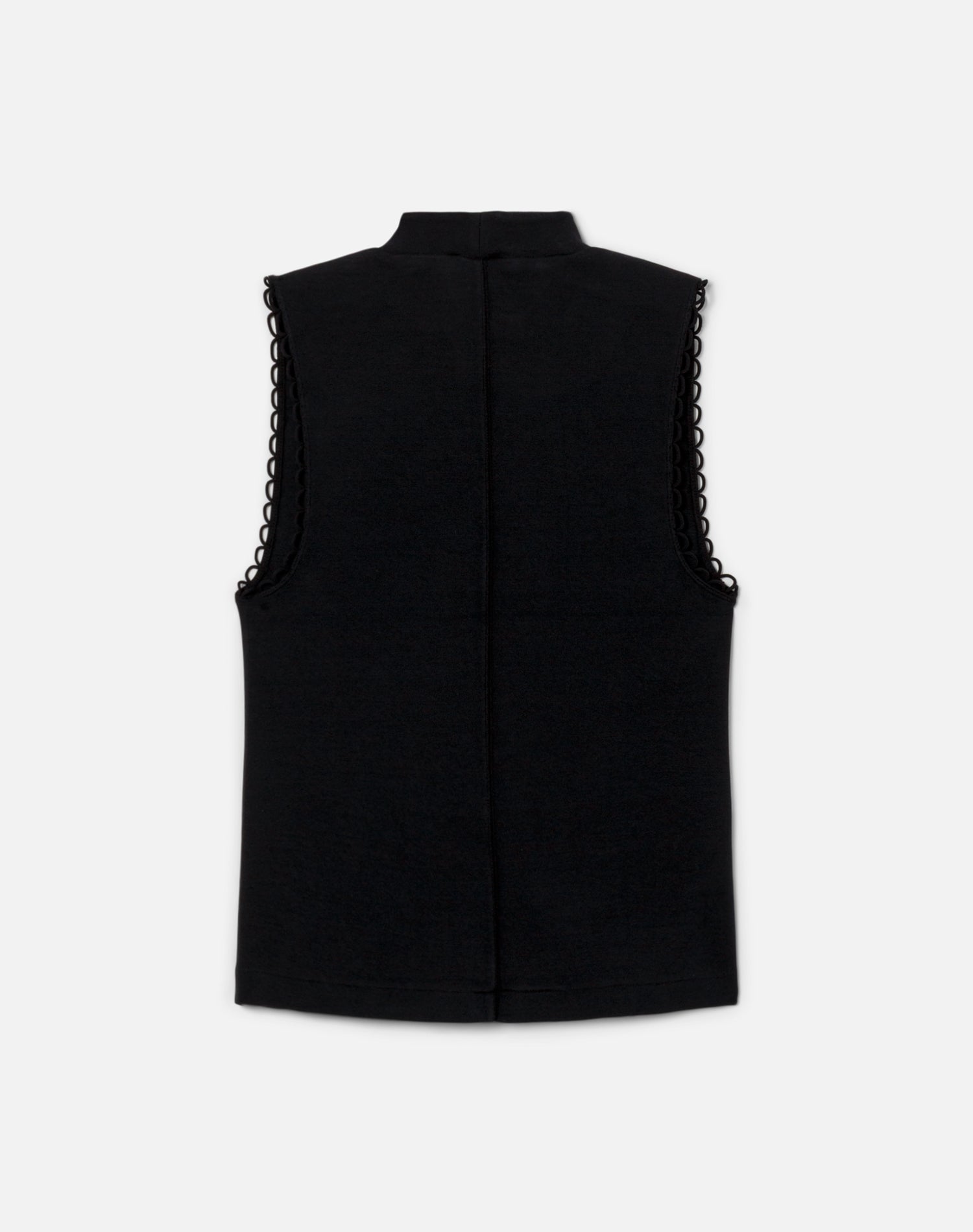 Womens | Mock Neck Scallop Tank | Black