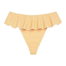 Women | Tamarindo Ruffle Bikini Bottom | Canary Stripe