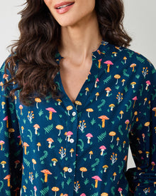 Mushroom Medley - Night Sky Blouse - Navy - Printfresh
