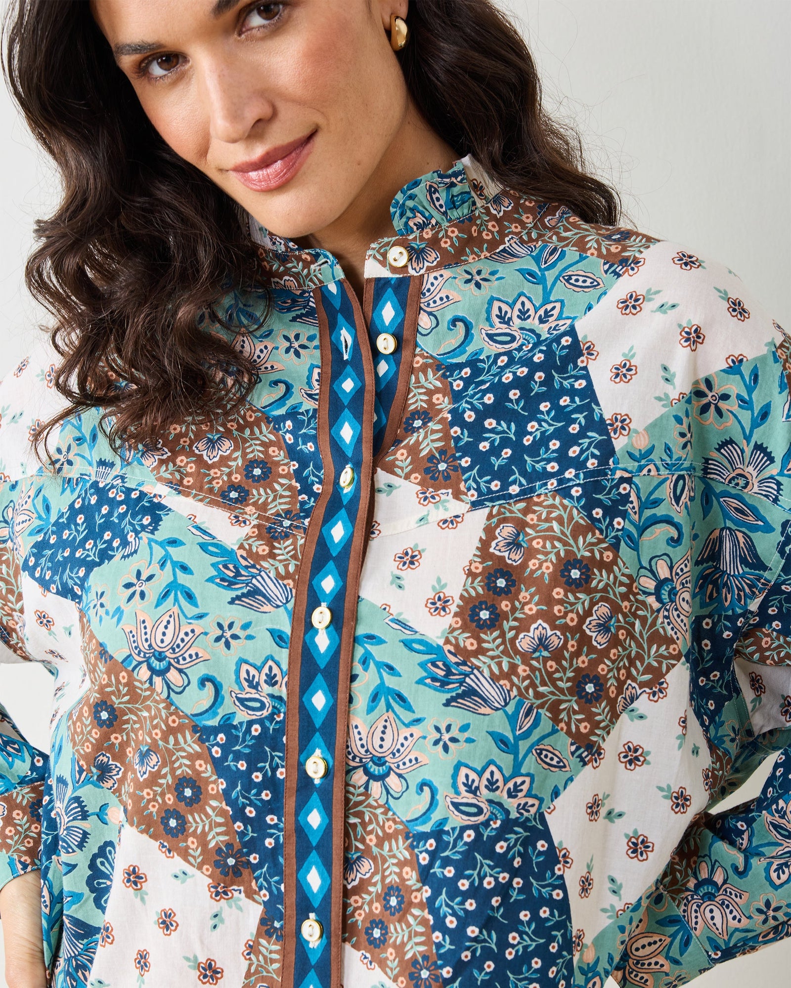 Vintage Patchwork - Mabel Blouse - Mocha - Printfresh