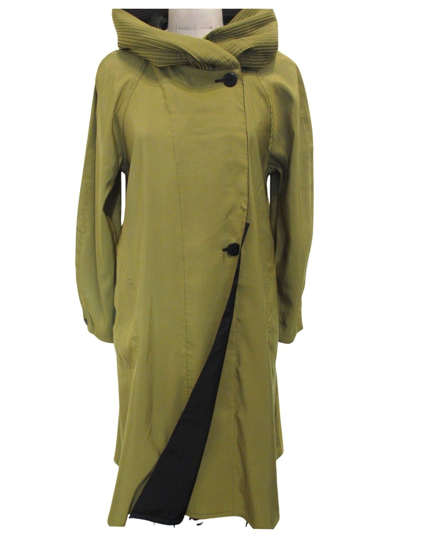 Mycra Pac | Women | Reversible Raincoat With Signature Pleated Hood (Tea Length) | Grass/Black