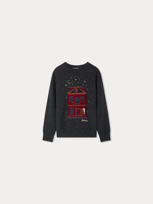 Girl | Anumati Christmas Patterned Sweater | Heathered Gray