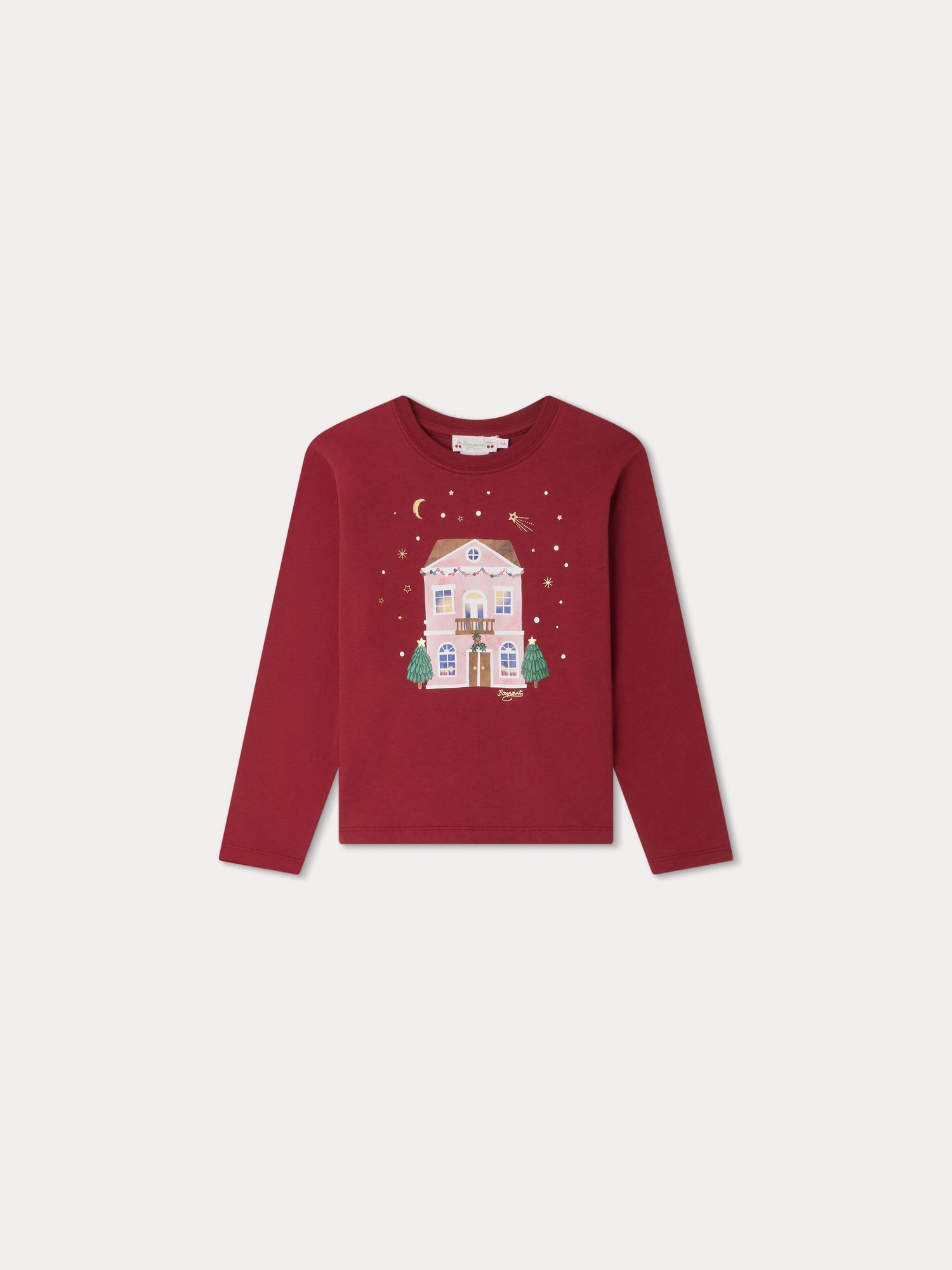 Girl | Theia Christmas Pattern T Shirt | Burgundy