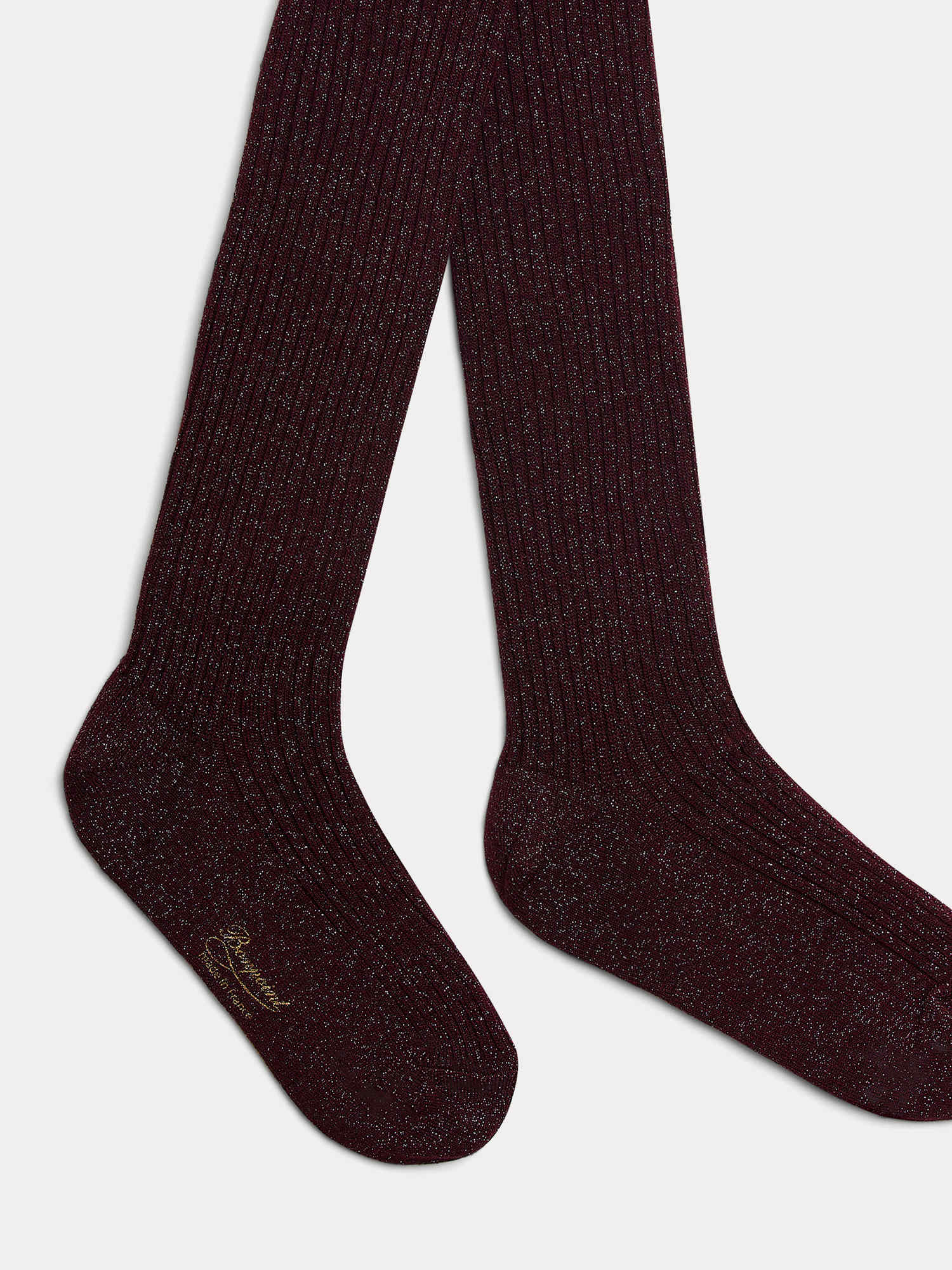 Girl | Thomini Tights In Dark Purple Metallic Thread And Cotton | Eggplant