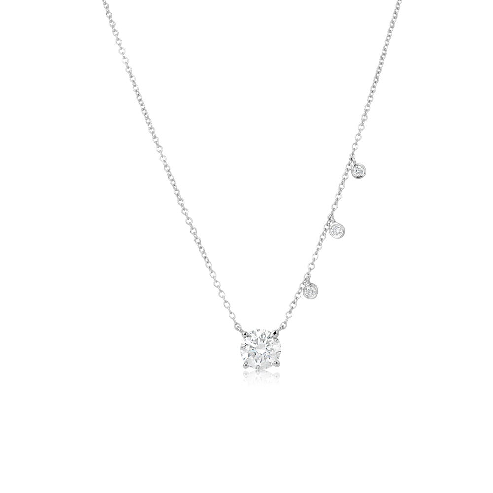 1.06 Lab Grown White Gold Diamond Solitaire And Bezels Necklace (1.06 Ct) Gma | White Gold