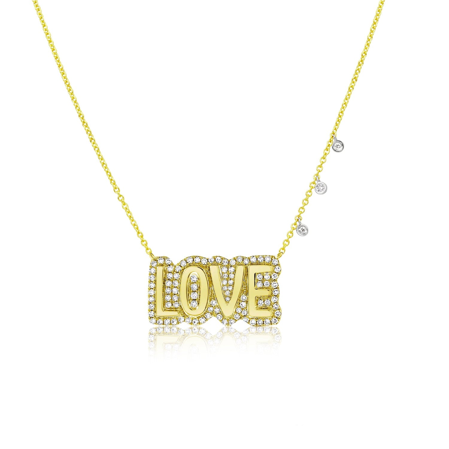 Diamond Bubble Letter LOVE Necklace 