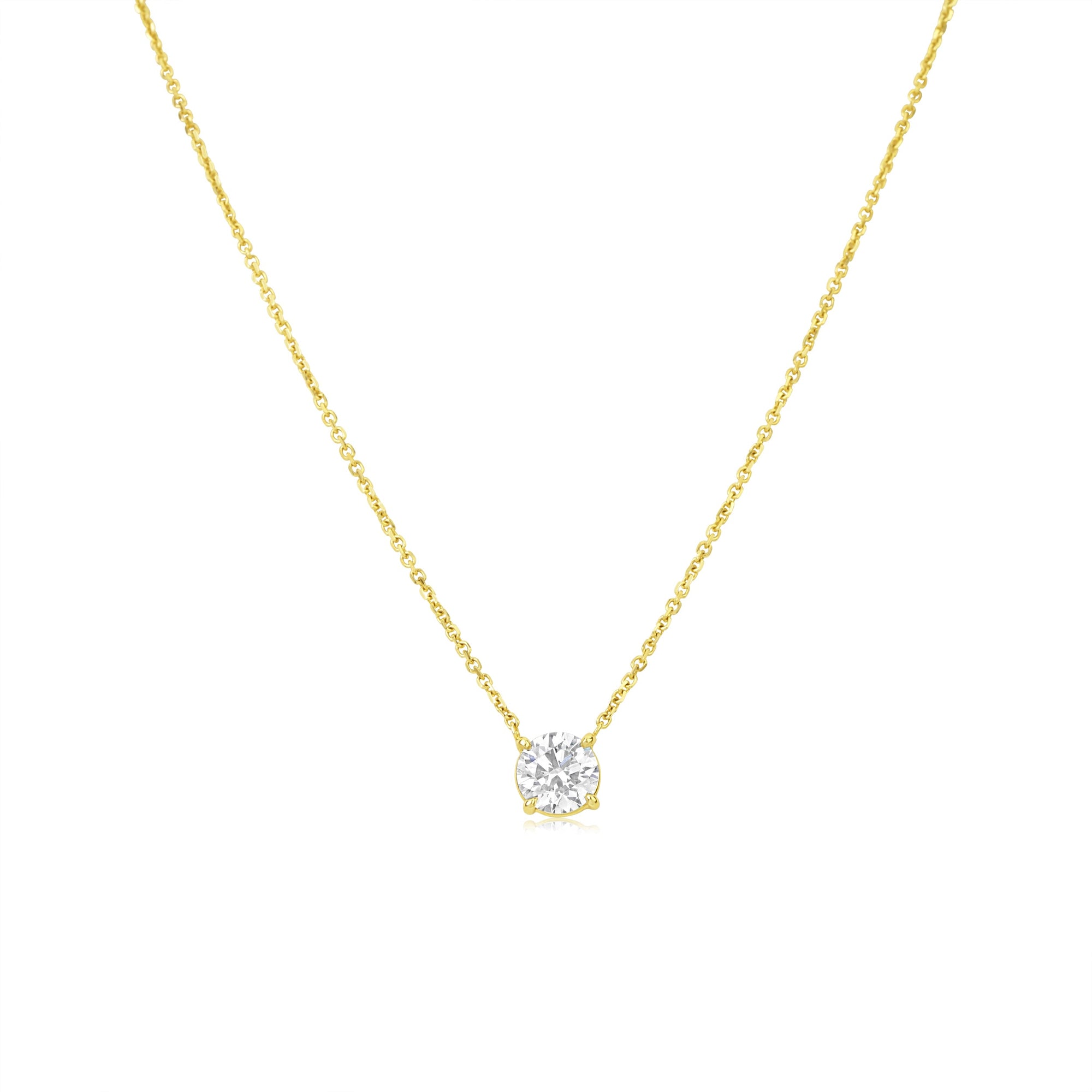 1 Carats Lab Grown Yellow Gold Diamond Solitaire Necklace *Online Exclusive* | Yellow Gold