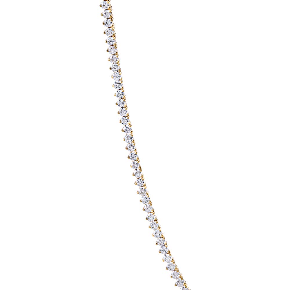 14K White Gold Lab Grown Diamond Three Prong Tennis Necklace 14K - Adina's Jewels