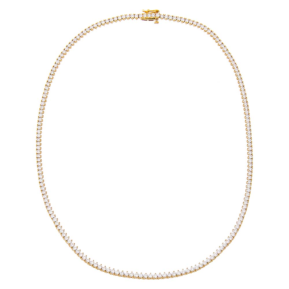 14K Gold Lab Grown Diamond Three Prong Tennis Necklace 14K - Adina's Jewels