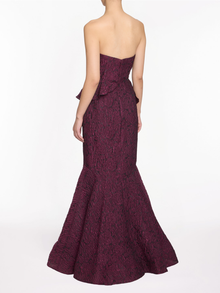 PRIMATEX - Strapless Cloque Gown | Plum