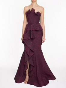 PRIMATEX - Strapless Cloque Gown | Plum