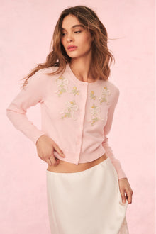 Nadima Cotton Embroidered Cardigan | Amaranth Pink