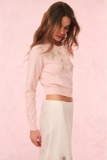 Nadima Cotton Embroidered Cardigan | Amaranth Pink