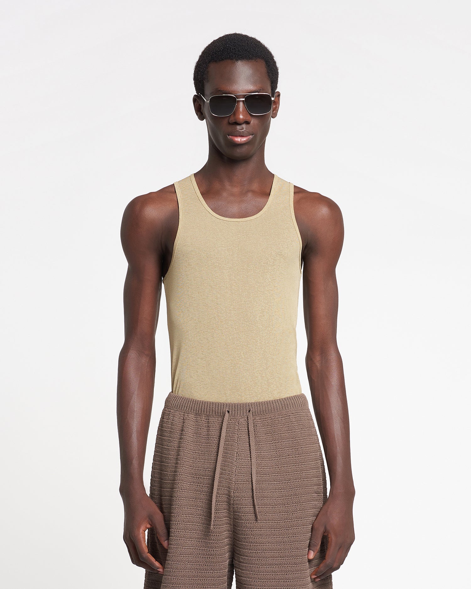 Mens | Levon Mesh-Jersey Tank Top | Pale Olive