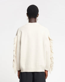 Mens | Julien Fringed Textured-Linen Sweatshirt | Natural/Black