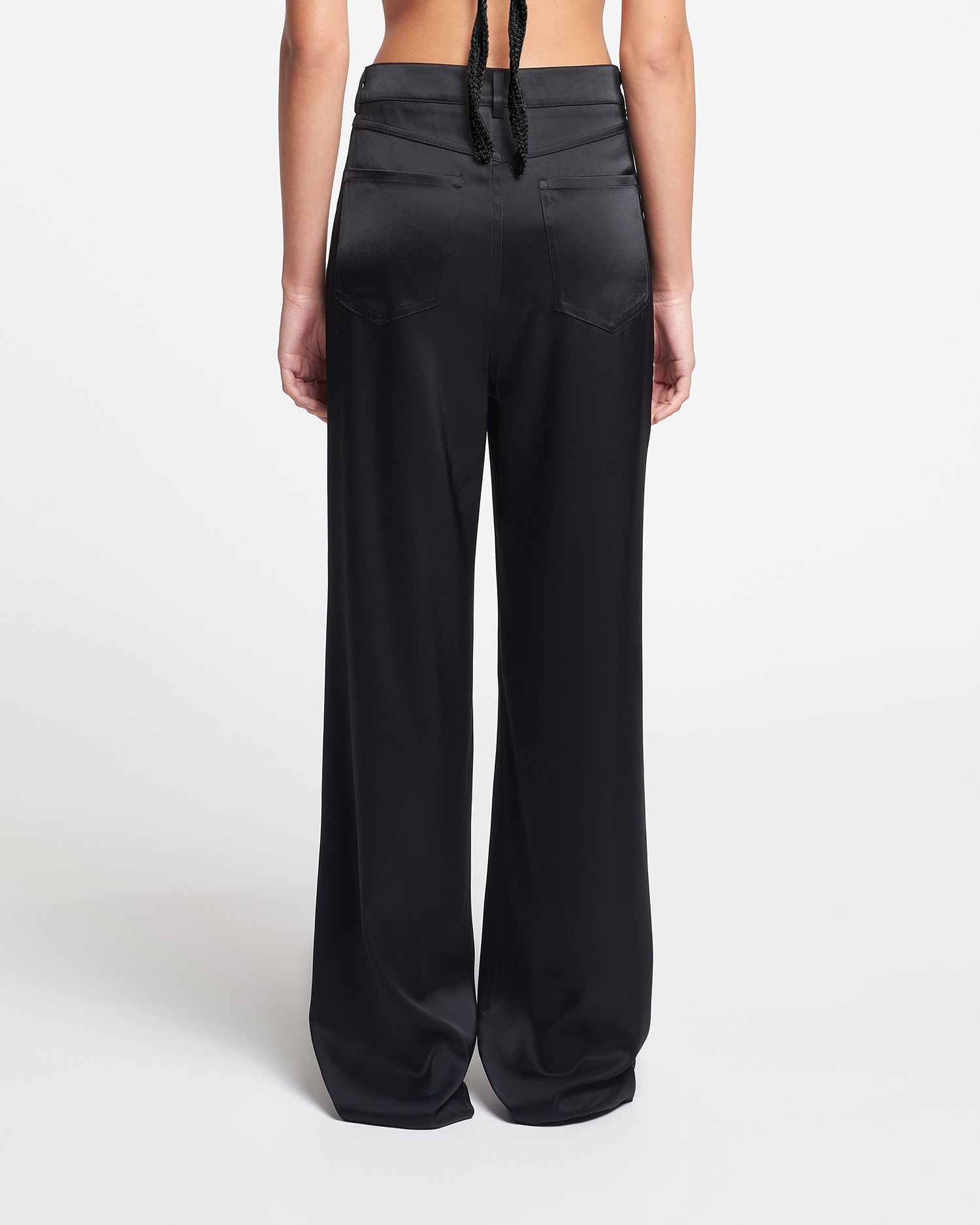 Womens | Josine Slip Satin Baggy Pants | Black