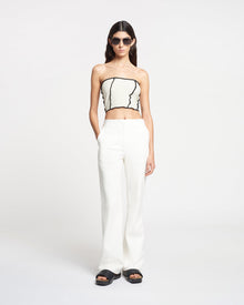 Luisa Patchwork Mesh-Jersey Tube Top | White Wax/Black